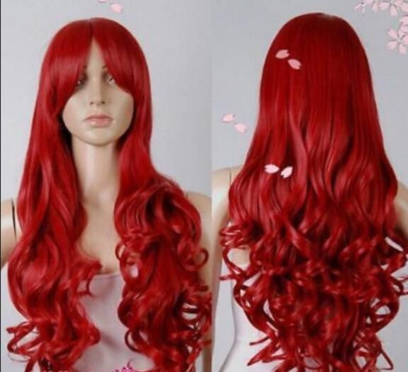 Wig Popular New Cherry Red Wavy Long Curly Cosplay Party Wig Nicki