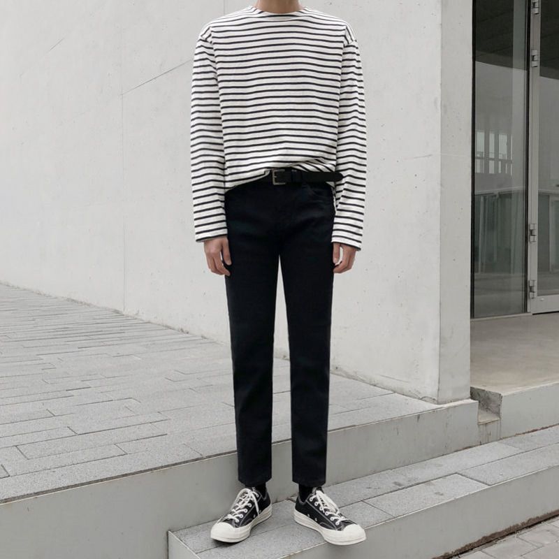 korean black jeans