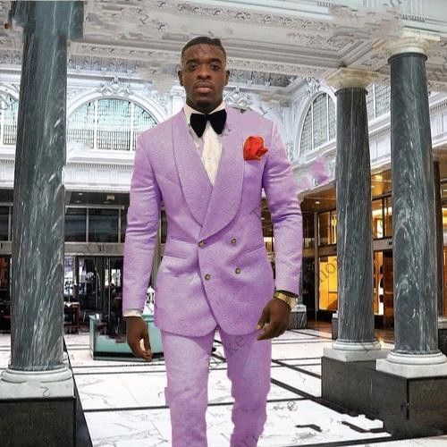 Lavender Men Wedding Tuxedos Embossing Groom Tuxedos Double Breasted Men Blazer Suit Prom/Dinner Jacket Jacket+Pants+Tie 1681 From Good Happy, $74.84 | DHgate Israel