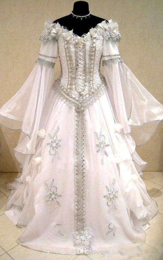 Vestidos medievales de la boda bruja Celtic Tudor Renacimiento Renacimiento Victorian off The Hombro Vestido