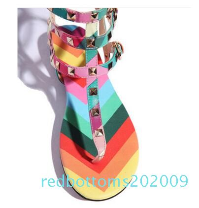 rainbow colored flip flops