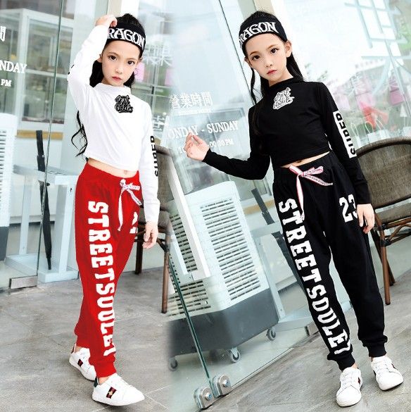 Descuento Las Niñas grandes Trajes de los Hombros Fuera en Blanco y Negro  Conjunto de Ropa para Adolescentes Otoño de Chándal de Niños ropa Deportiva  juego de ropa de niña \u003c La