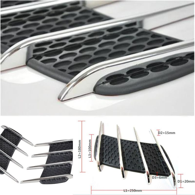 rejilla de ventilaci/ón 2 uds Rejilla de entrada de flujo de aire lateral del coche pegatina decorativa Universal Flujo de aire lateral cubierta de orificio de red Chapado en plata