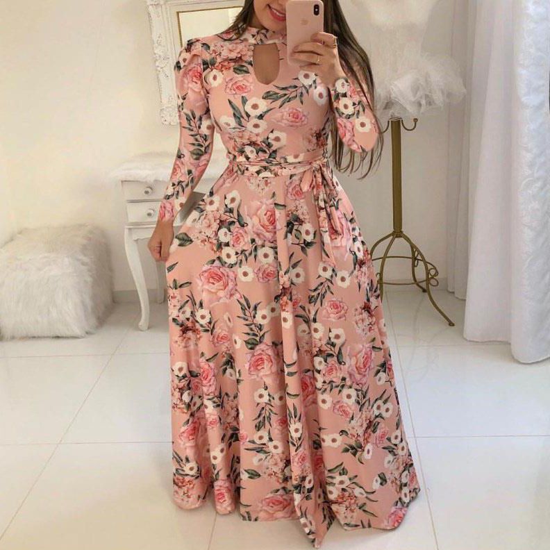 Womens Dresses Fashion Autumn Winter Long Sleeve Designer Printed