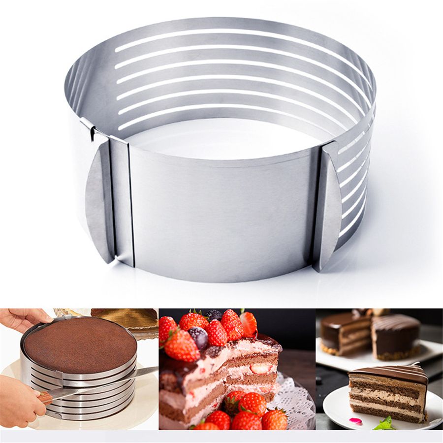 Adjustable 6-8inch Stainless Steel Cake Mousse Mould Layer Slice Cutter