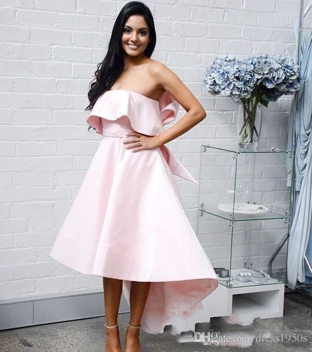 pink strapless homecoming dress