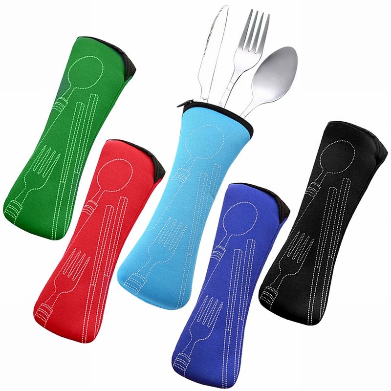 Cubiertos Portatiles Cubiertos para Picnic Bblie 3 Piezas Cubiertos de Camping de Acero Inoxidable Juego de Cubiertos para Camping