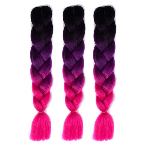 Ombre Two Three Tone Hair Color Jumbo Braiding Hair Synthetic Black ...