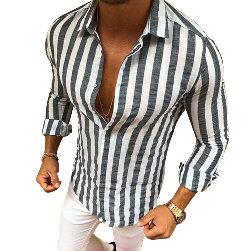 Striped Quality New Mens Luxury Casual Stylish Dress Long Sleeves Shirts ZC6439