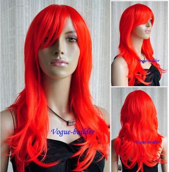Long Red Flip Curl Bang Cosplay Party Hair Wig Wig Online Outre
