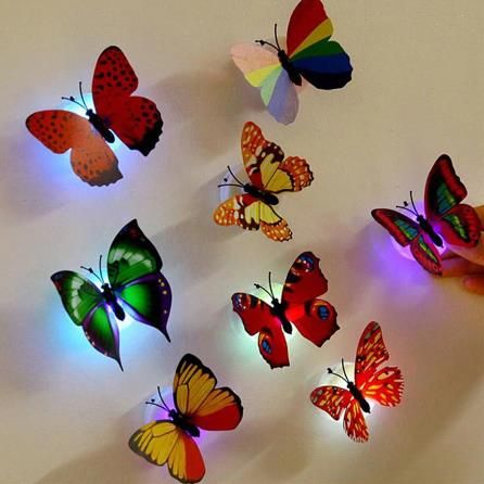 2020 Led 3d Butterfly Wall Stickers Night Light Lamp Glowing Wall