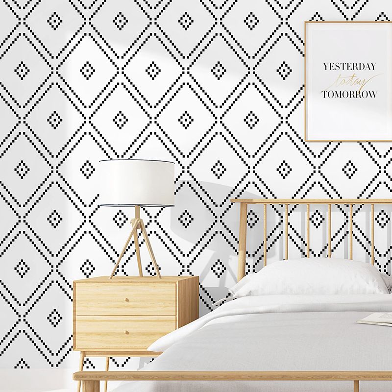 Modern Wallpaper Tv Background Black And White Grid Diamond Design
