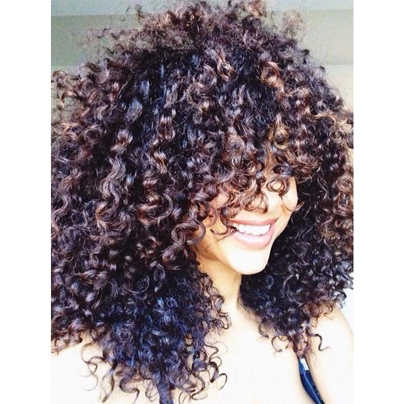 curly wig with straight bangs