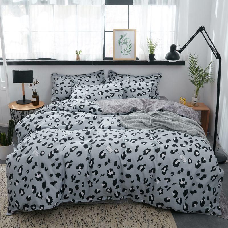 Grey Leopard Printed Bed Cover Set Duvet Cover Adult Child Bed Sheets And Pillowcases Comforter
