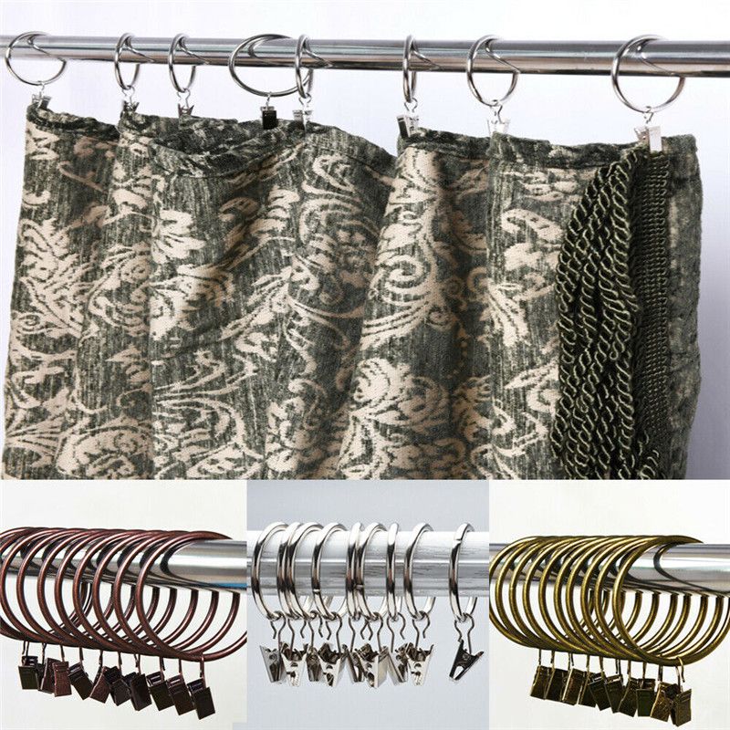 Hooks Rails Pack Of 10metal Stainless Curtain Clips Rings Pole Rod Voile Net Curtains Hanging