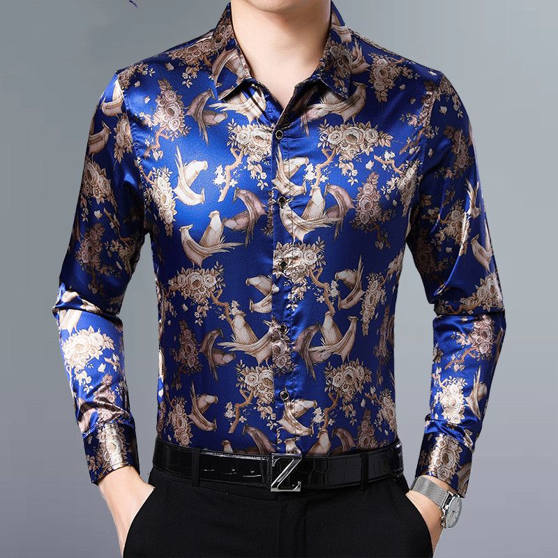 royal blue printed shirt