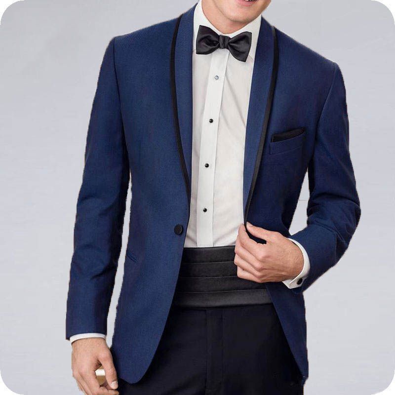 Marine-Blau-Bräutigam-Smoking der klassischen Männer Anzüge für Hochzeit 2Piece Slim Fit Kostüm Homme Mariage Terno Masculino Trajes de hombre
