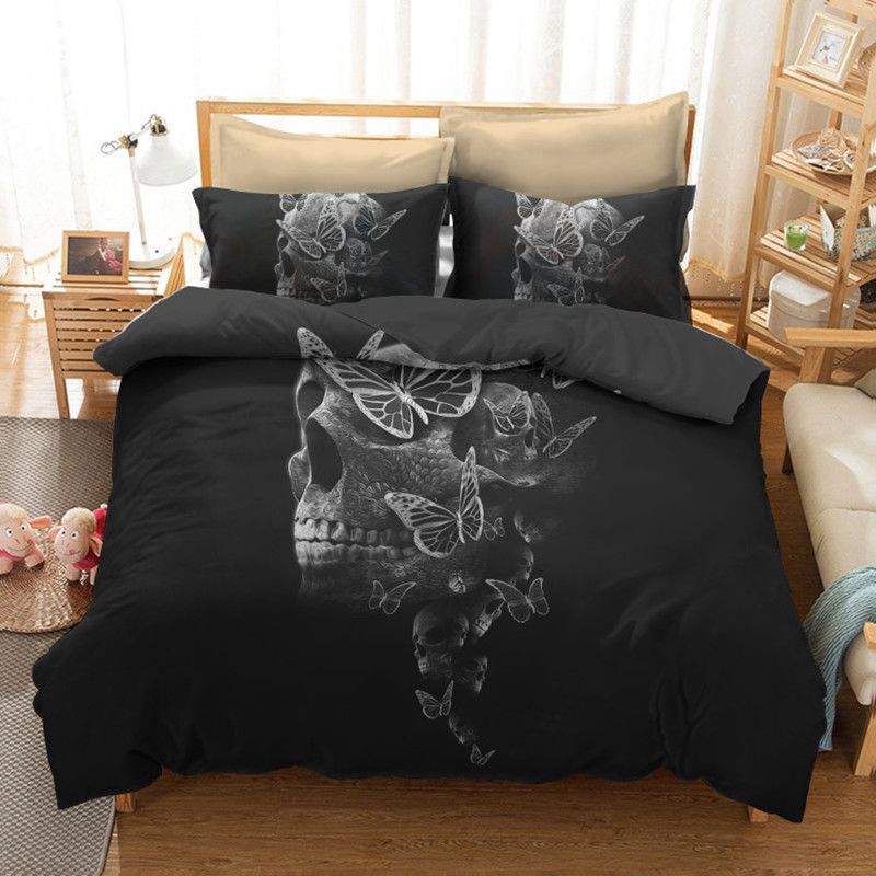 Fanaijia 3d Skull Bedding Sets For Queen Size Flowers Sugar Skull