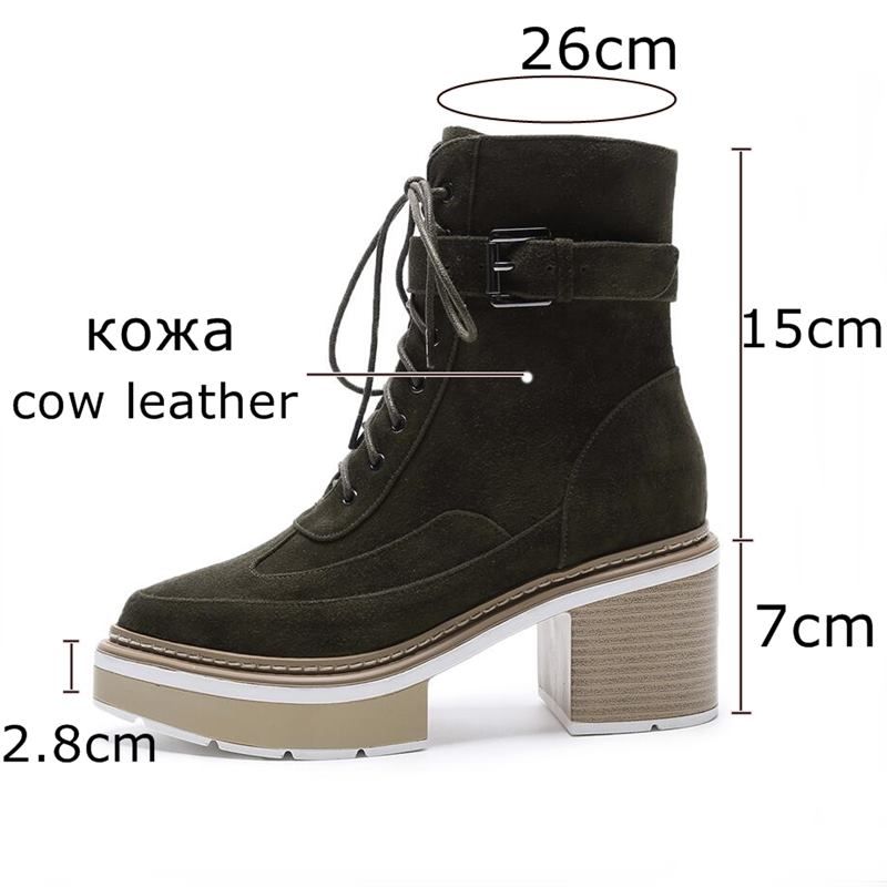Großhandel ALLBITEFO Größe: 34 43 Echtes Leder Dicke Ferse Schwarz Stiefel an die Fersen von 8cm und dicken Sohlen