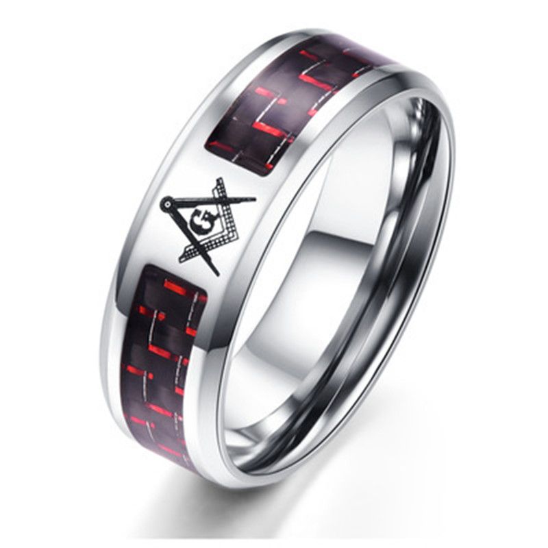 Silver-black and red inlay