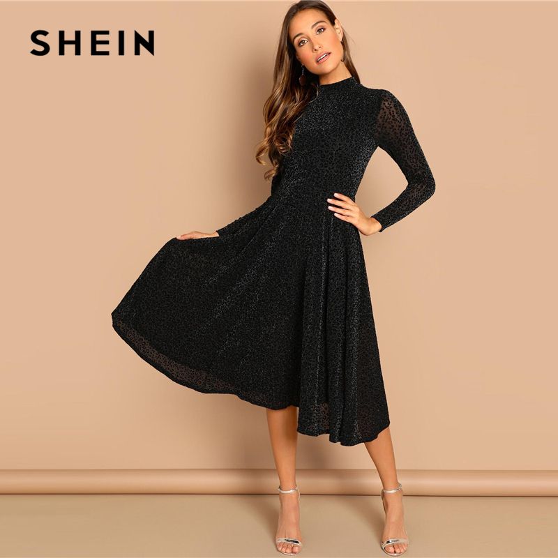 black glitter dress long sleeves