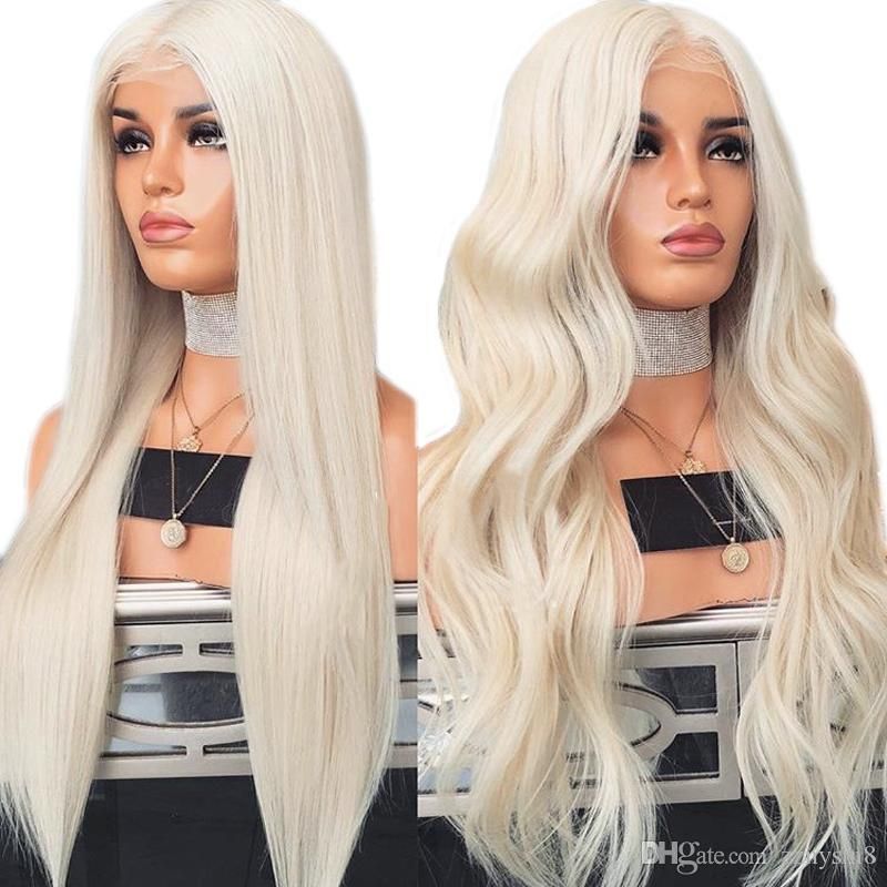 Platinum Blonde Wig With Baby Hair 26 Inch Synthetic Lace Front Wig