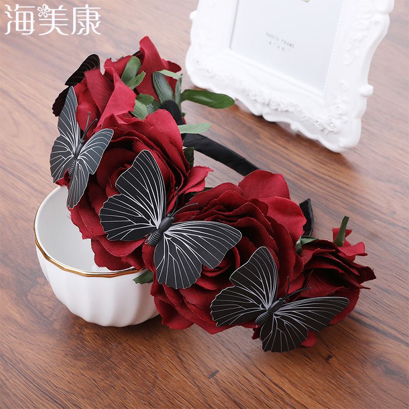 black and red flower crown