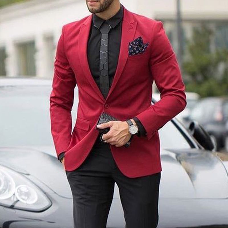 damp Neuropati kalv Red Men Suits For Wedding Party Groom Tuxedos 2019 Two Piece Slim Fit  Jacket Black Pants Latest Style Blazer From Babyface520, $93.87 | DHgate.Com