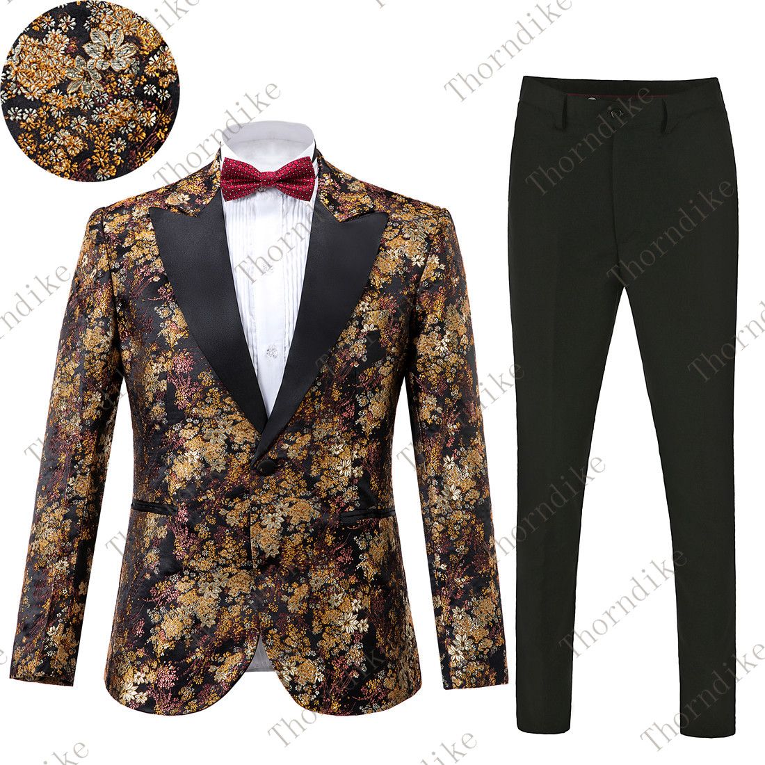 Compra 2 Piezas De Trajes De Estilo Otoño Bodas Para Hombre Trajes Italianos  Y Pantalones Para Hombres Diseño De La Corte De Lujo Dorado Floral Jacquard  Novio Traje Barato | Entrega Rápida