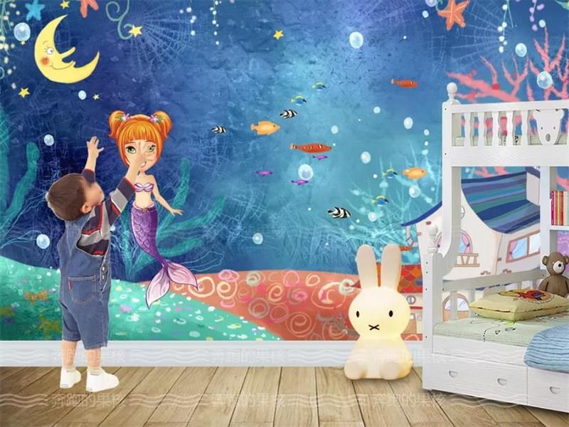 Grosshandel Benutzerdefinierte 3d Fototapete Kinderzimmer Wandbild Handgemalte Unterwasserwelt Meerjungfrau Malerei Sofa Tv Hintergrund Wand Tapete Vlies Aufkleber Von Wnfq3188 10 17 Auf De Dhgate Com Dhgate