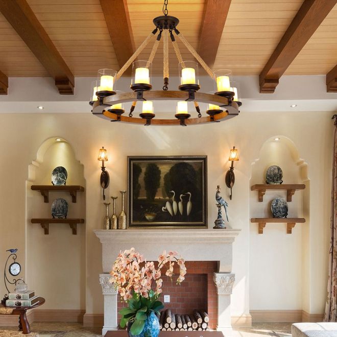 Bulk American Vintage Rustic Round Pendant Lamps Luxury Retro Wood Fancy Lighting Industrial Led Hanging Lights For Living Room Bedroom From Forlight 372 67 Dhgate Com Retro Wood Fancy Pendant Lighting, Rustic Indoor Lighting Fixtures