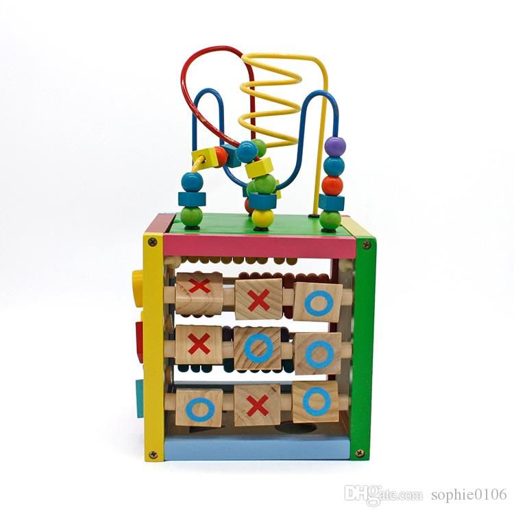 tiny wooden learning bead maze cube
