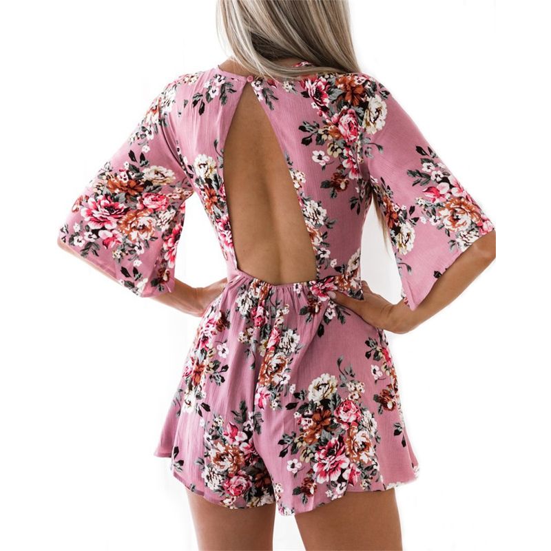 floral backless jumpsuit