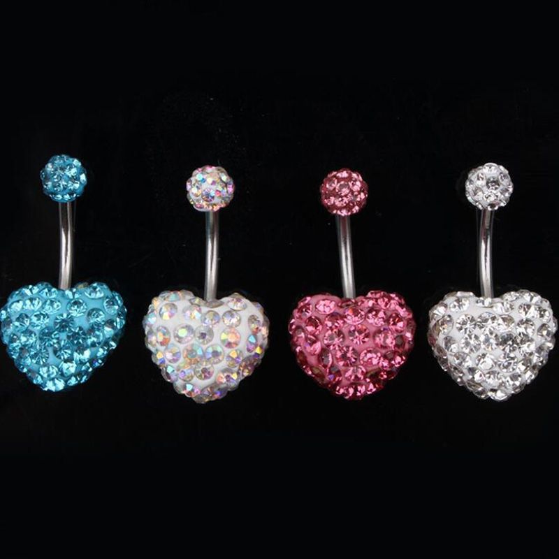 Wholesale Full Diamond Belly Button Piercing Studs Titanium Steel Navel Jewellery For Salon And