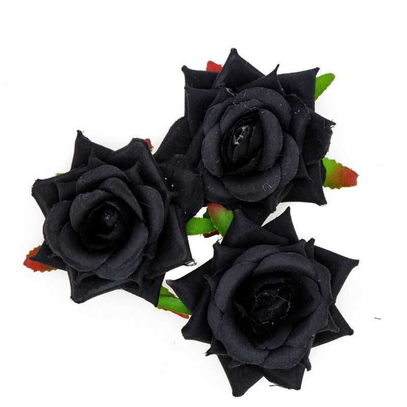 2021 7cm Large Real Touch Artificial Black Flowers Heads Fake Silk