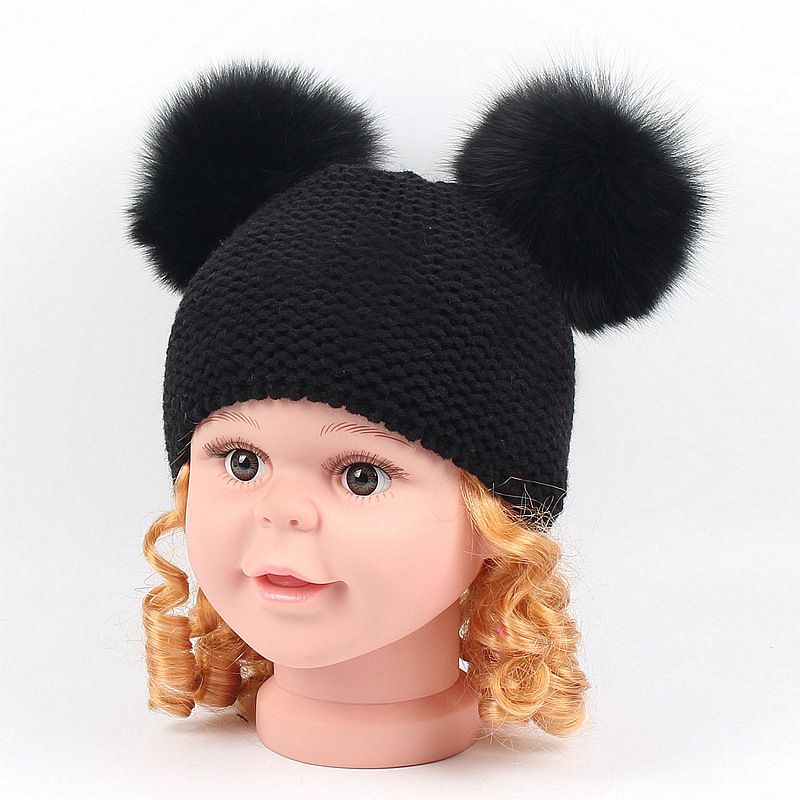 Winter Wool Hats Ball Knitted Hats Warm Head Hats Caps For Children Boys Girls