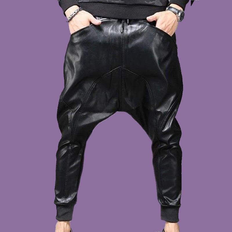 purple leather pants mens