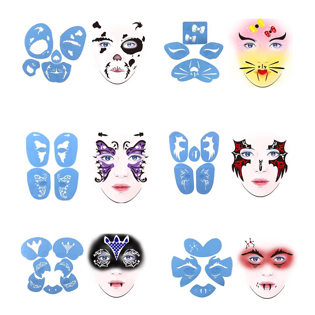 Men Women Reusable Face Paint Stencils Airbrush Stage Party Makeup Template Painting Supplies