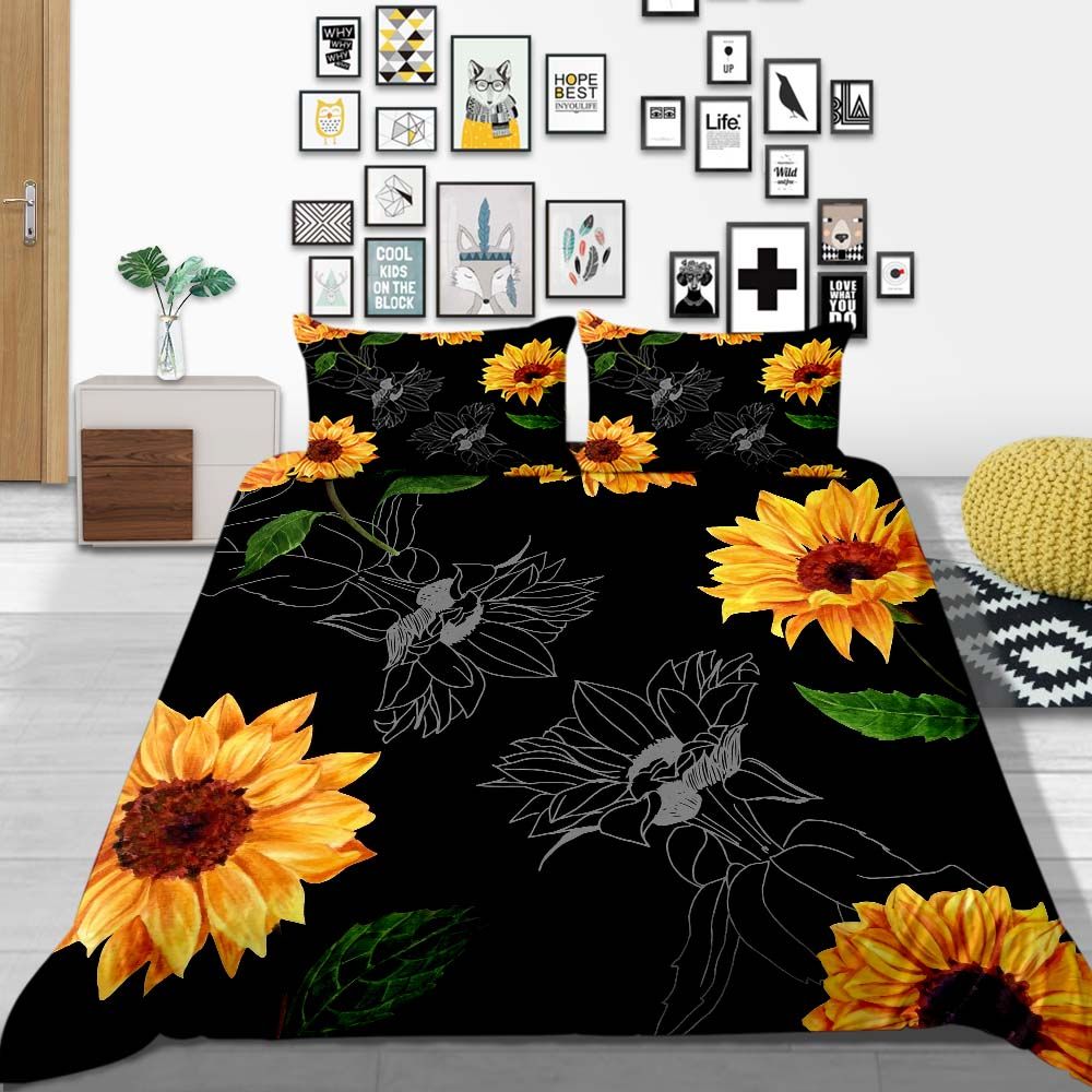 Designer Bedding Set Queen Size Classic Sunflower Duvet Cover King