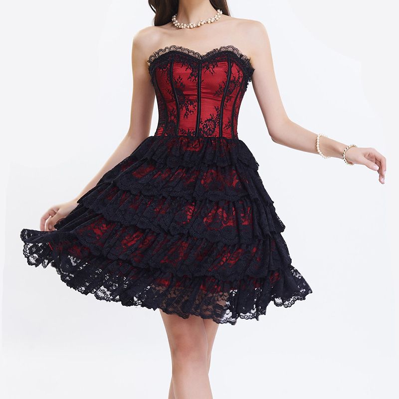 red and black corset dress