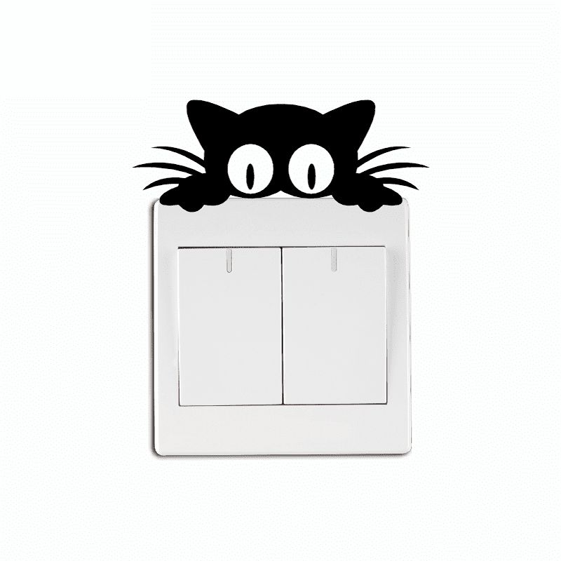 Funny Cat Wall Sticker Switch Vinyl Decal Funny Lightswitch Kids Room DIY 