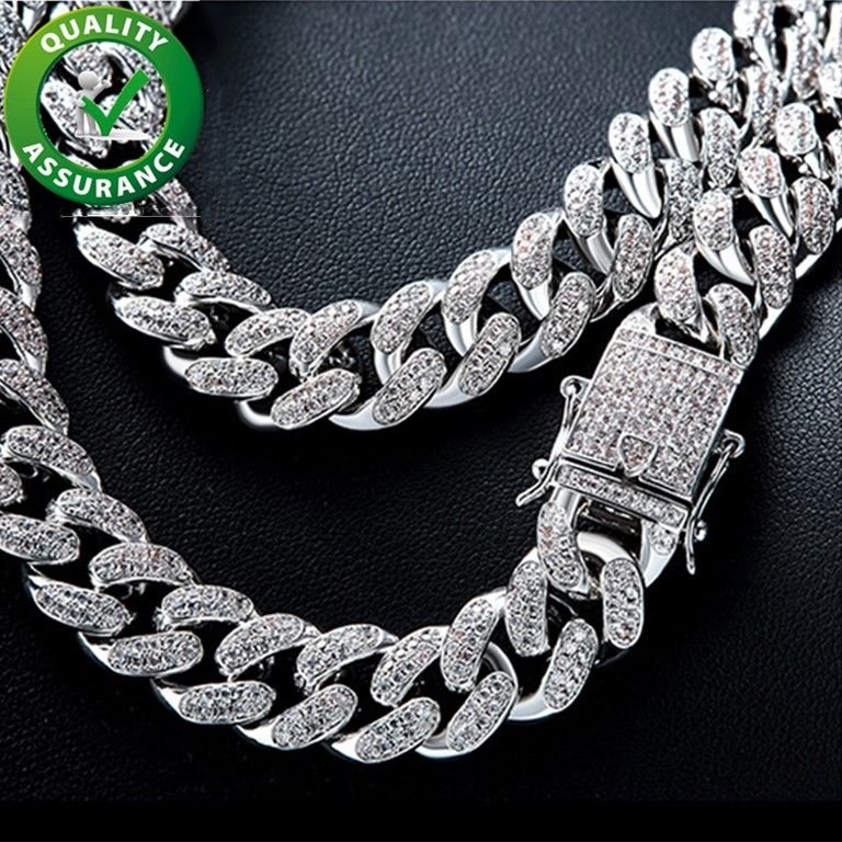 Cuban Link Chain Iced Out Mens Necklace 