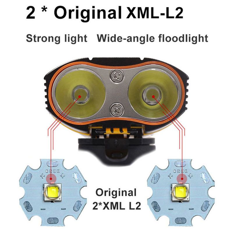 Soporte de Manillar SFBBBO luz Bicicleta 6000LM Luz de Bicicleta 2X XML-L2 Luz de Bicicleta LED con bater/ía Recargable USB Luz Delantera de Ciclismo