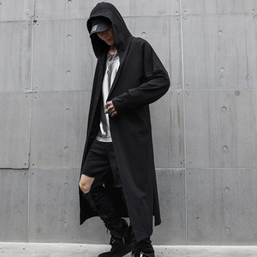 black thin trench coat