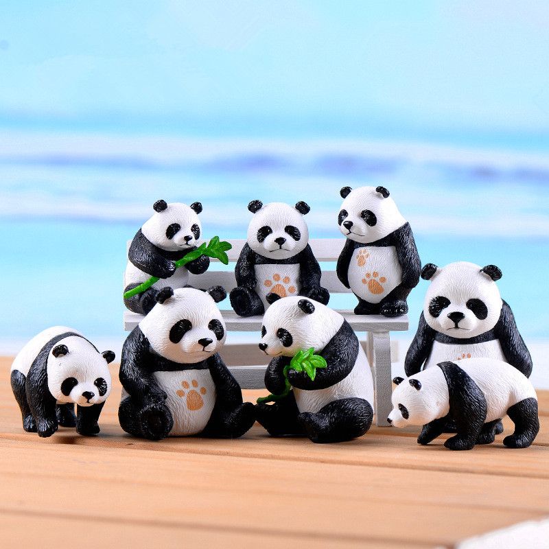 Animal Statue DIY Craft Figurine Resin Ornaments Miniature Model Micro Panda 