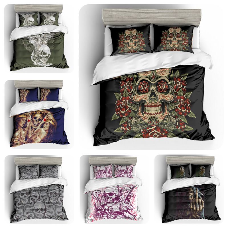 2019 2019 Hot Sale Punk Style 3d Skull Duvet Cover Set Fashion