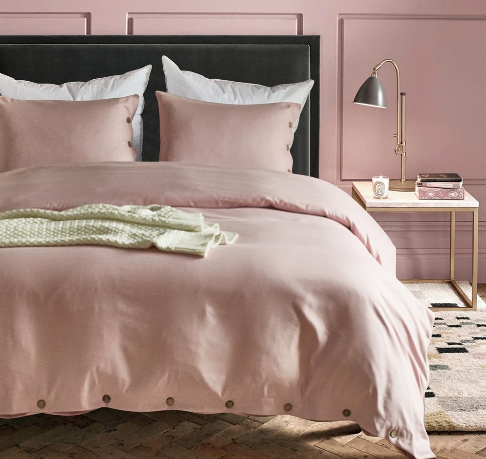Holiday Gift Solid Color Sweet Pink Bedding Duvet Cover Set Pillow