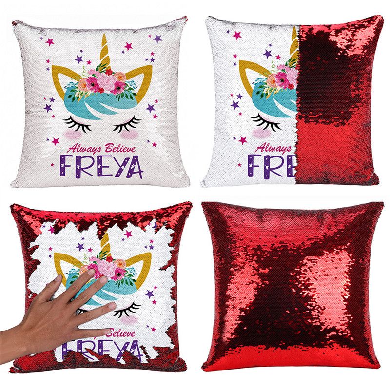 Sublimation Blank Sequin Pillow Cases Heat Tranfer Printing Cushion Cover 40 * 40CM Flip Sequin