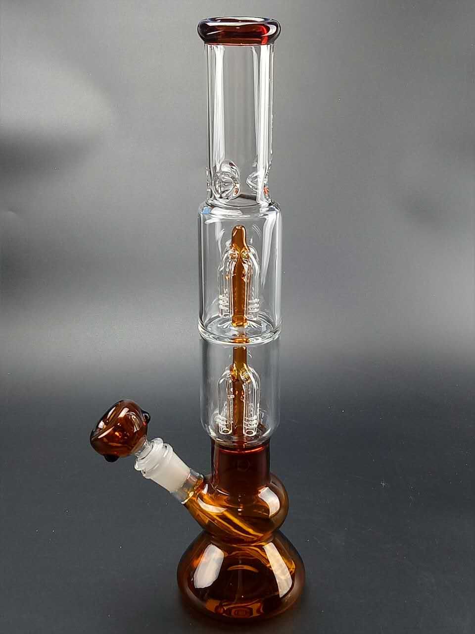 2021 Hot Sale Glass Bong 15 Inch Amber Bongs Inline Peak Percolator And