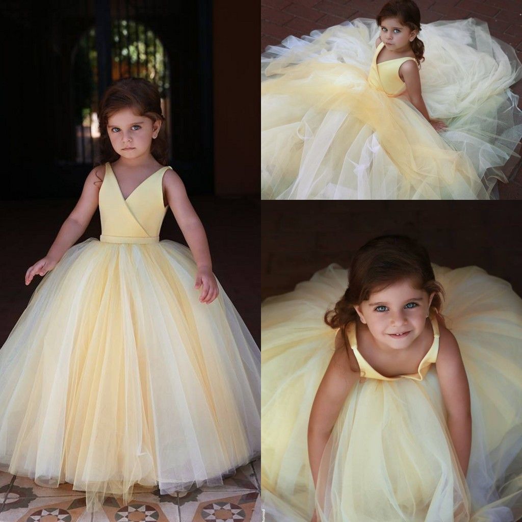 yellow and white flower girl dresses